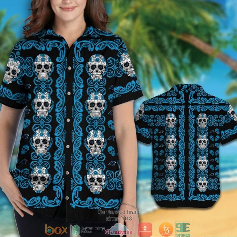 Carolina_Panthers_Small_sugar_Skull_Hawaiian_shirt_short_1_2-768x768