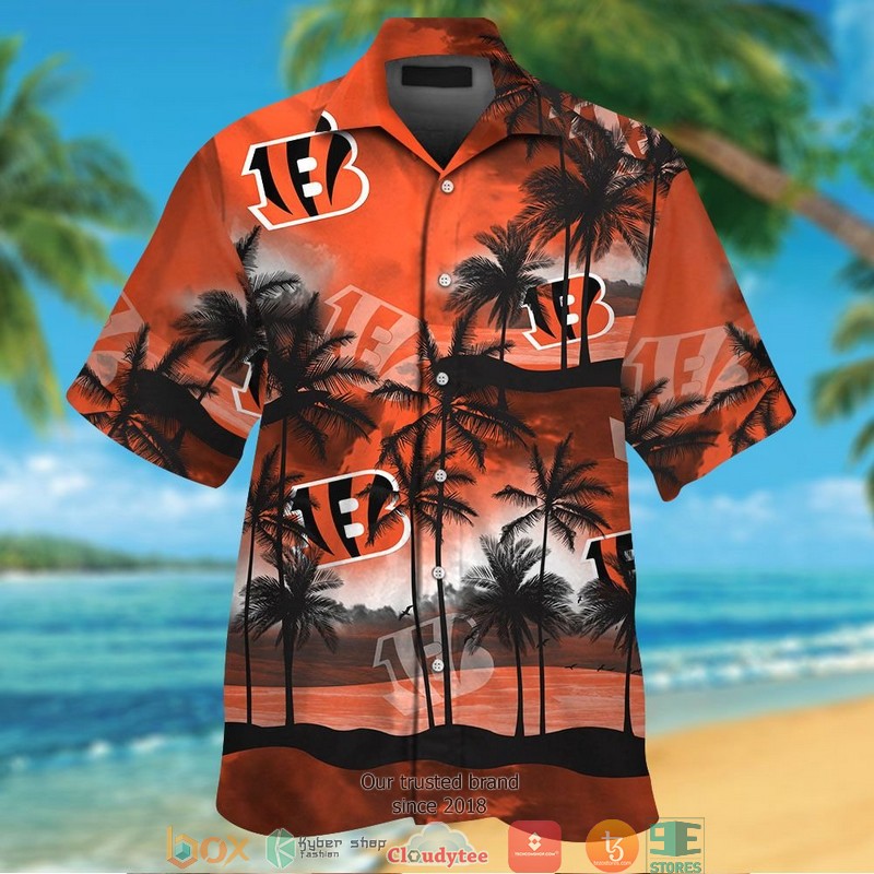 Cincinnati Bengals Coconut Island Ocean Orange Hawaiian Shirt Cincinnati Bengals Coconut Island Ocean Orange Hawaiian Shirt