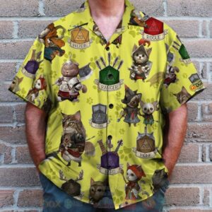 D & D Cat Character Pattern Hawaiian Shirt