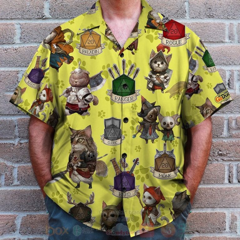 D & D Cat Character Pattern Hawaiian Shirt D & D Cat Character Pattern Hawaiian Shirt