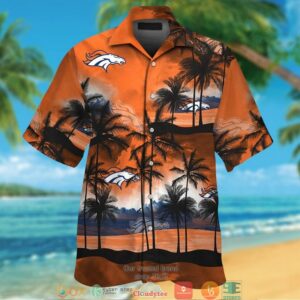 Denver Broncos Coconut Island Navy Orange Ocean Hawaiian Shirt