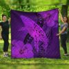 FamilyGater Quilt - Hawaiian Map Whale Swim Hibiscus Polynesian Premium Quilts - Purple - AH - J6C