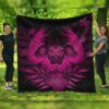FamilyGater Quilt - Hawaiian Owl Hibiscus Plumeria Polynesian Premium Quilts - Pink - AH - J4C