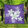 FamilyGater Quilt - Hawaiian Plumeria Polynesian Premium Quilts - Purple - AH - J4C