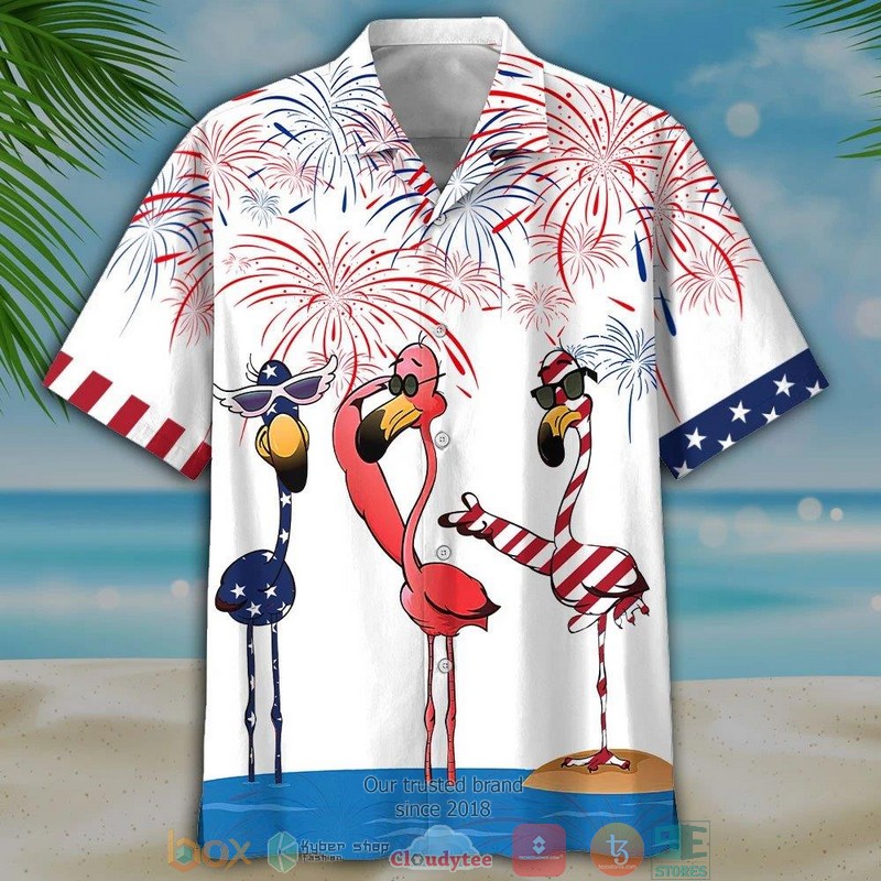 Flamingo Firework Independence Day Is Coming Hawaiian Shirt