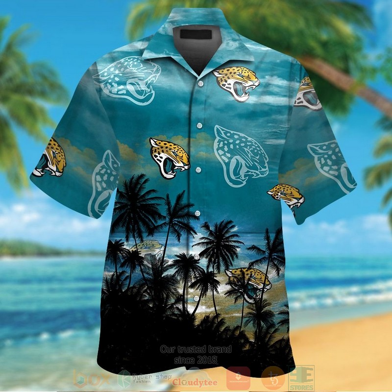 Jacksonville Jaguars Palm Tree Teal Black Hawaiian Shirt And Shorts