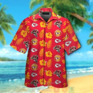 Kansas City Chiefs Logo Hibiscus Yellow Red Hawaii Shirt