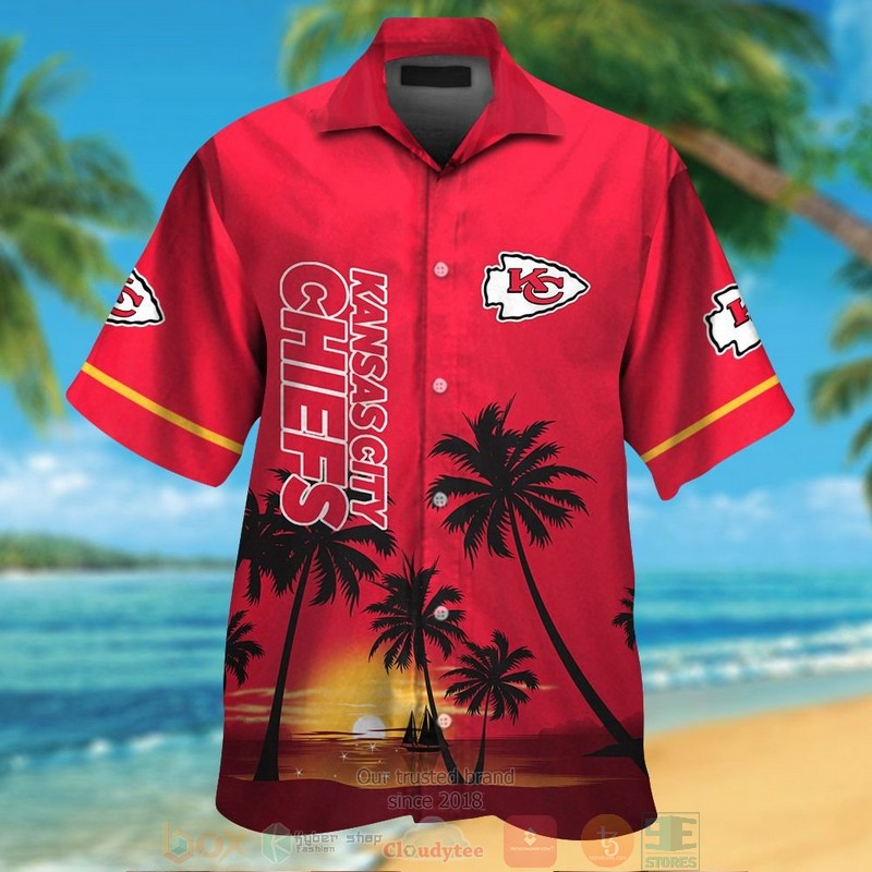 Kansas City Chiefs Palm Trees Dark Red Hawaii Shirt