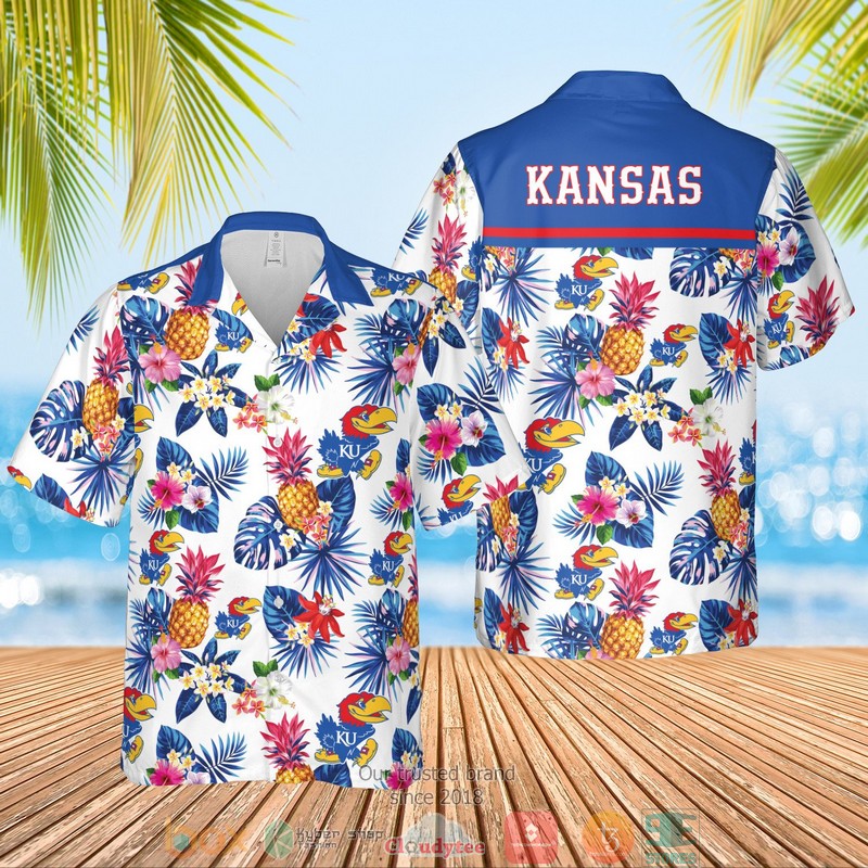 Kansas Jayhawks MenS Basketball Ncaa Pineapple Blue Hawaiian Shirt Kansas Jayhawks MenS Basketball Ncaa Pineapple Blue Hawaiian Shirt