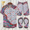 Louis Vuitton Vintage Colorful Hawaiian Shirt Beach Shorts And Flip Flops