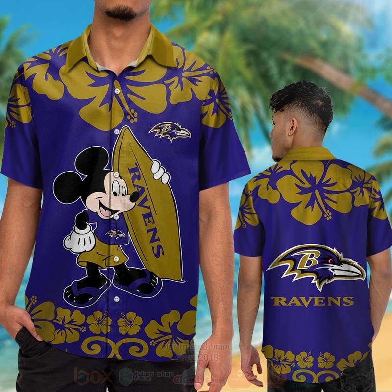 Nfl Baltimore Ravens And Mickey Mouse Hawaiian Shirt