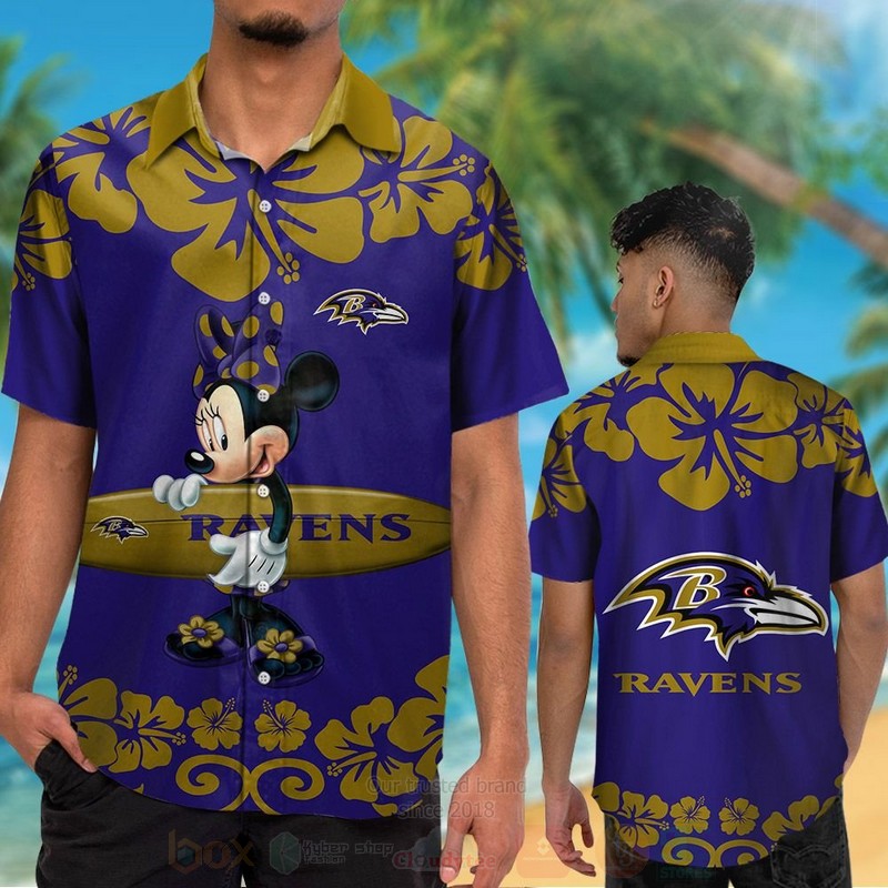 Nfl Baltimore Ravens And Minnie Mouse Hawaiian Shirt