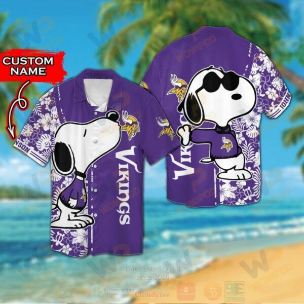 Nfl Minnesota Vikings And Snoopy Custom Name Hawaiian Shirt