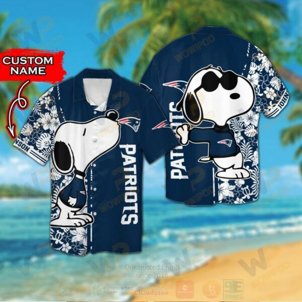 Nfl New England Patriots And Snoopy Custom Name Hawaiian Shirt