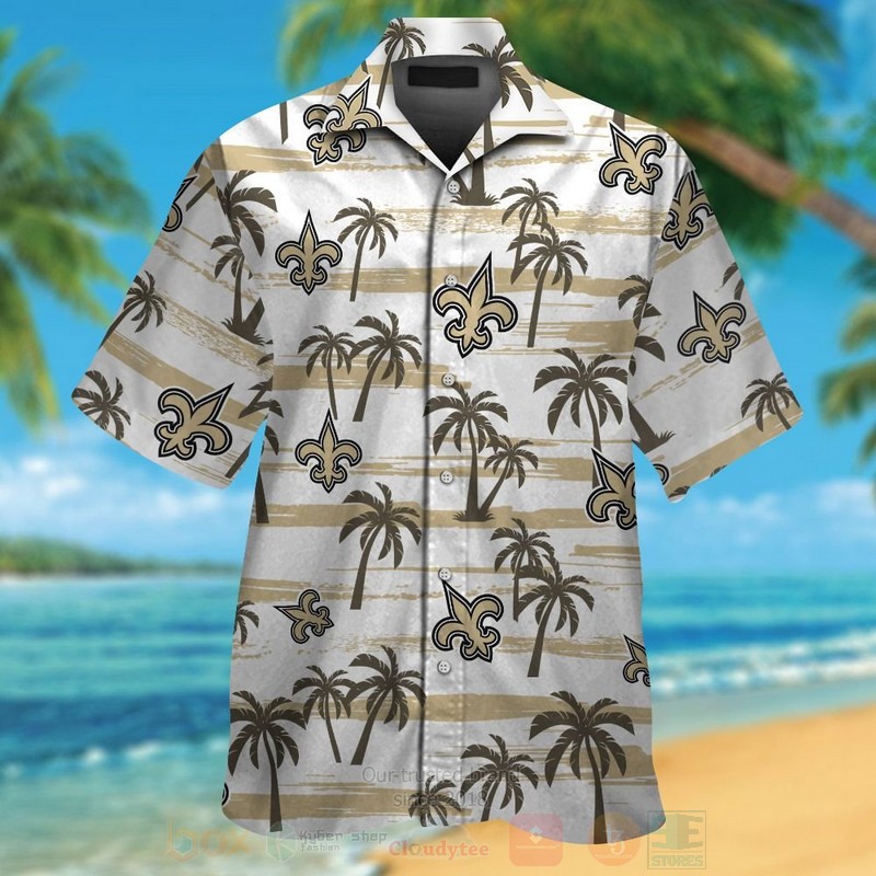 Nfl New Orleans Saints Coconut Tree White Hawaiian Shirt