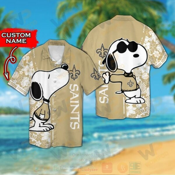 Nfl New Orleans Saints And Snoopy Custom Name Hawaiian Shirt