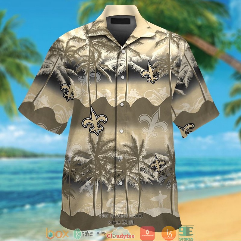 New Orleans Saints Coconut Island Ocean Waves Hawaiian Shirt