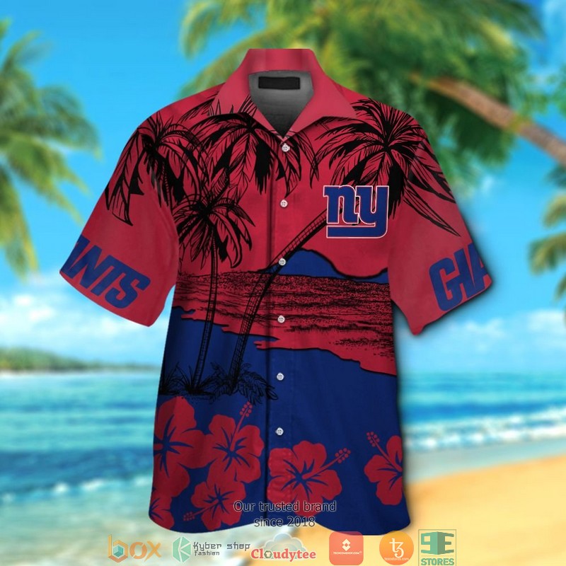 New York Giants Coconut Island Hibiscus Hawaiian Shirt