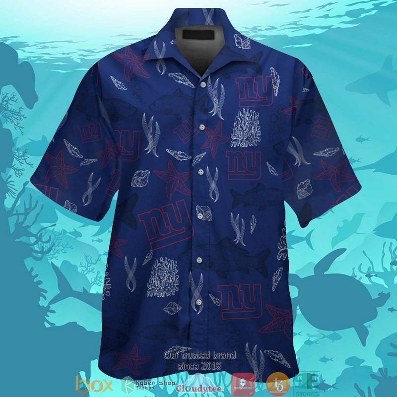 New York Giants Fish Ocean Pattern Hawaiian Shirt