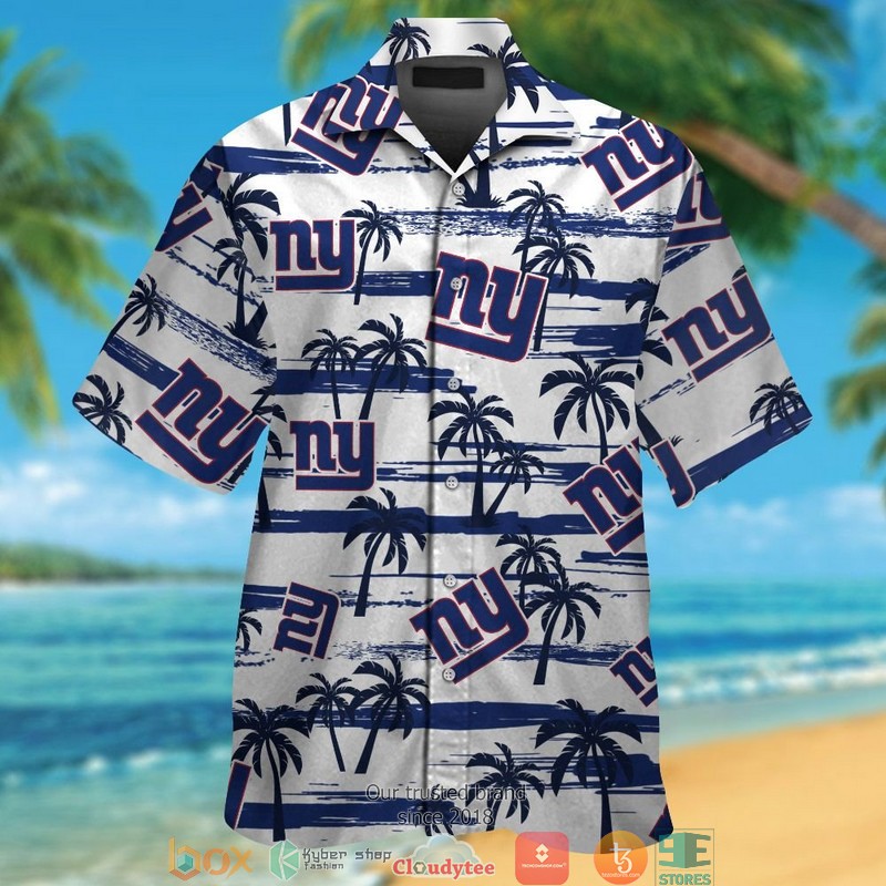 New York Giants Navy Coconut White Hawaiian Shirt