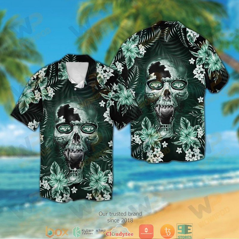 New York Jets 3D Illusion Skull Hawaiian Shirt