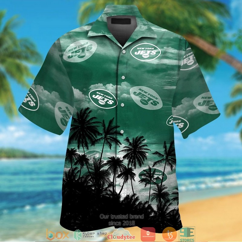 New York Jets Coconut Island Green Hawaiian Shirt