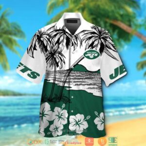 New York Jets Coconut Island Hibiscus Hawaiian Shirt