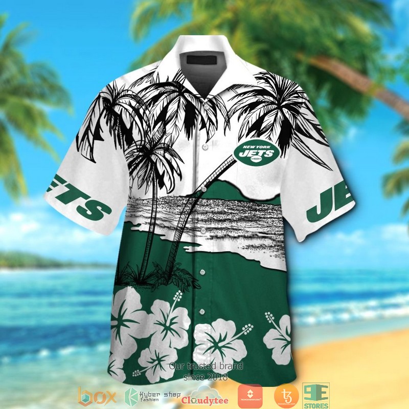 New York Jets Coconut Island Hibiscus Hawaiian Shirt New York Jets Coconut Island Hibiscus Hawaiian Shirt