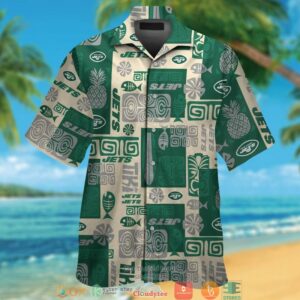 New York Jets Fish Pineapple Pattern Hawaiian Shirt