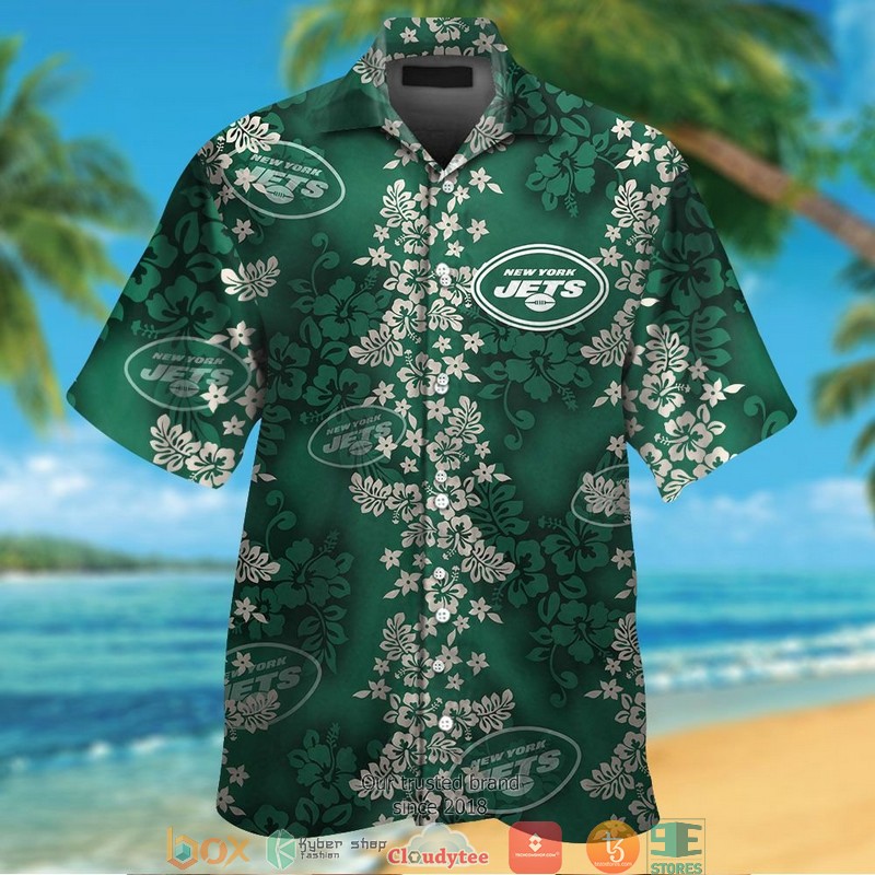New York Jets Hibiscus Flowers Pattern Hawaiian Shirt