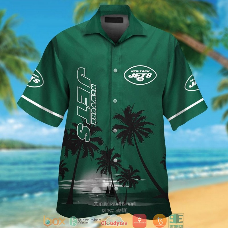 New York Jets Coconut Island Night Moon Hawaiian Shirt New York Jets Coconut Island Night Moon Hawaiian Shirt