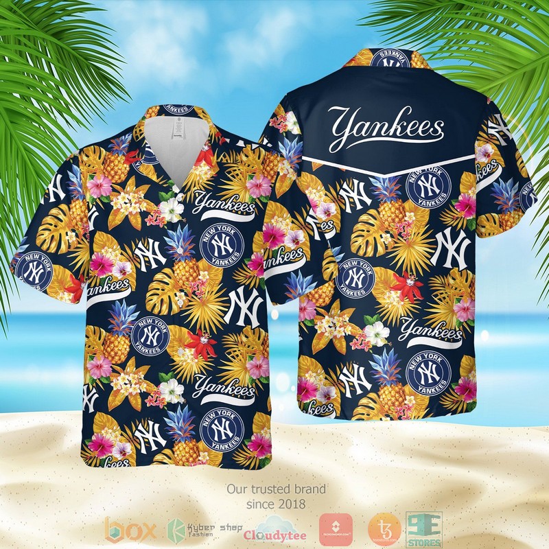New York Yankees Mlb Pineapple Blue Yellow Hawaiian Shirt