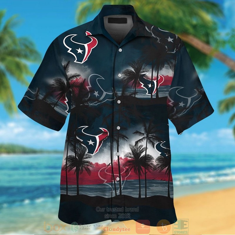 Palm Tree Houston Texans Deep Steel Blue Hawaii Shirt