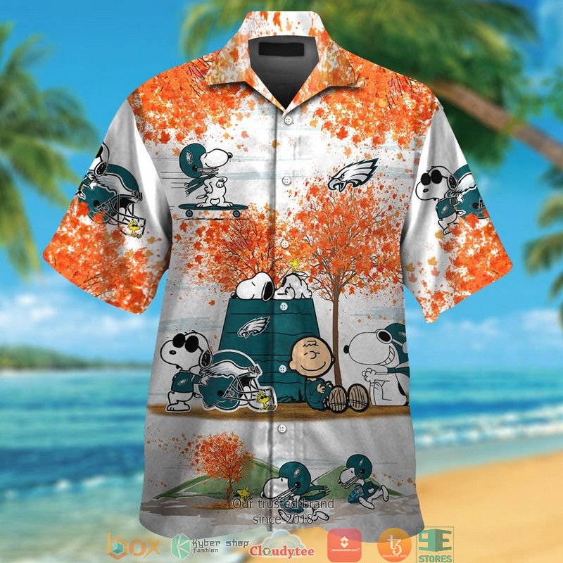 Philadelphia Eagles Snoopy And Charlie Brown Autumn Hawaiian Shirt Philadelphia Eagles Snoopy And Charlie Brown Autumn Hawaiian Shirt