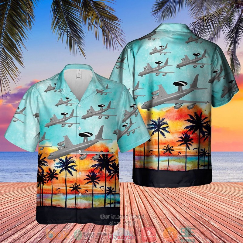 Raf Boeing E-3D Sentry Aew1 Sunset Blue Hawaiian Shirt Raf Boeing E-3D Sentry Aew1 Sunset Blue Hawaiian Shirt