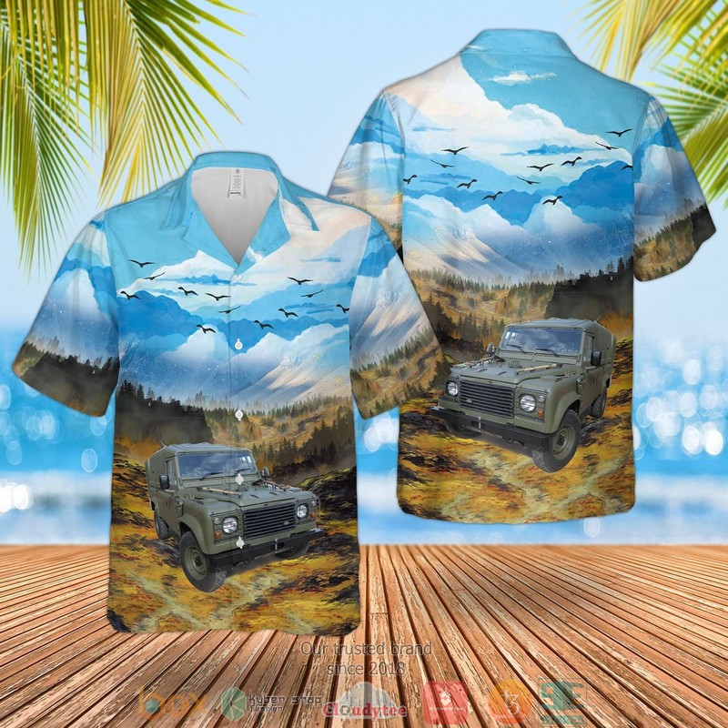 Royal Marines Land Rover Wolf Utility Vehicle Hawaiian Shirt