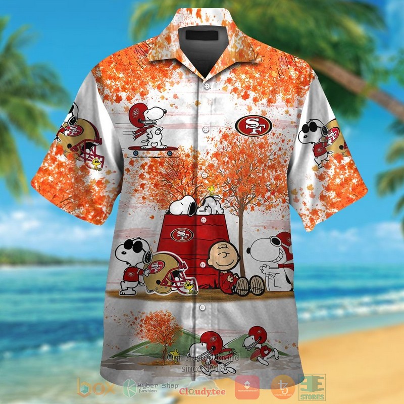San Francisco 49Ers Snoopy Charlie Brown Autumn Hawaiian Shirt And Shorts