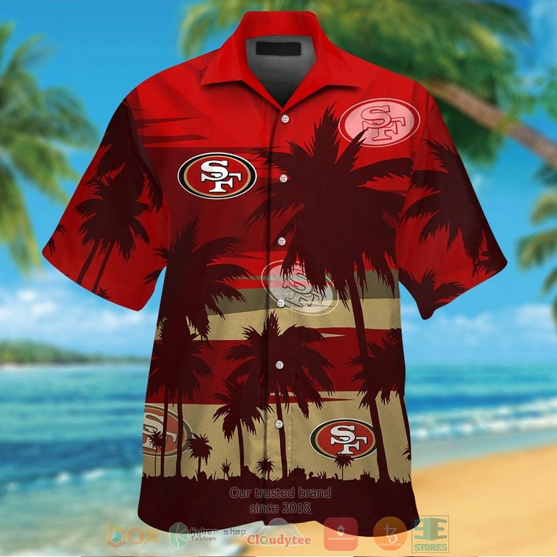 San Francisco 49Ers Palm Tree Red Hawaiian Shirt And Shorts