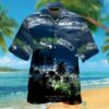 Seattle Seahawks Palm Tree Navy Black Hawaiian Shirt And Shorts