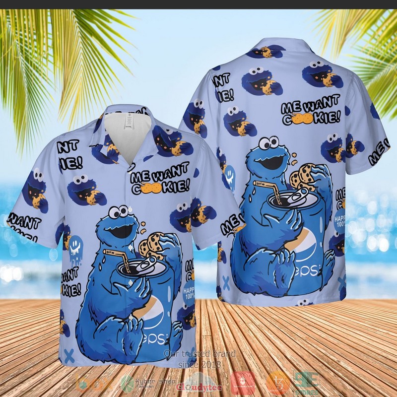 Sesame Street Me Want Cookie Cartoon Pattern Hawaiian Shirt Sesame Street Me Want Cookie Cartoon Pattern Hawaiian Shirt