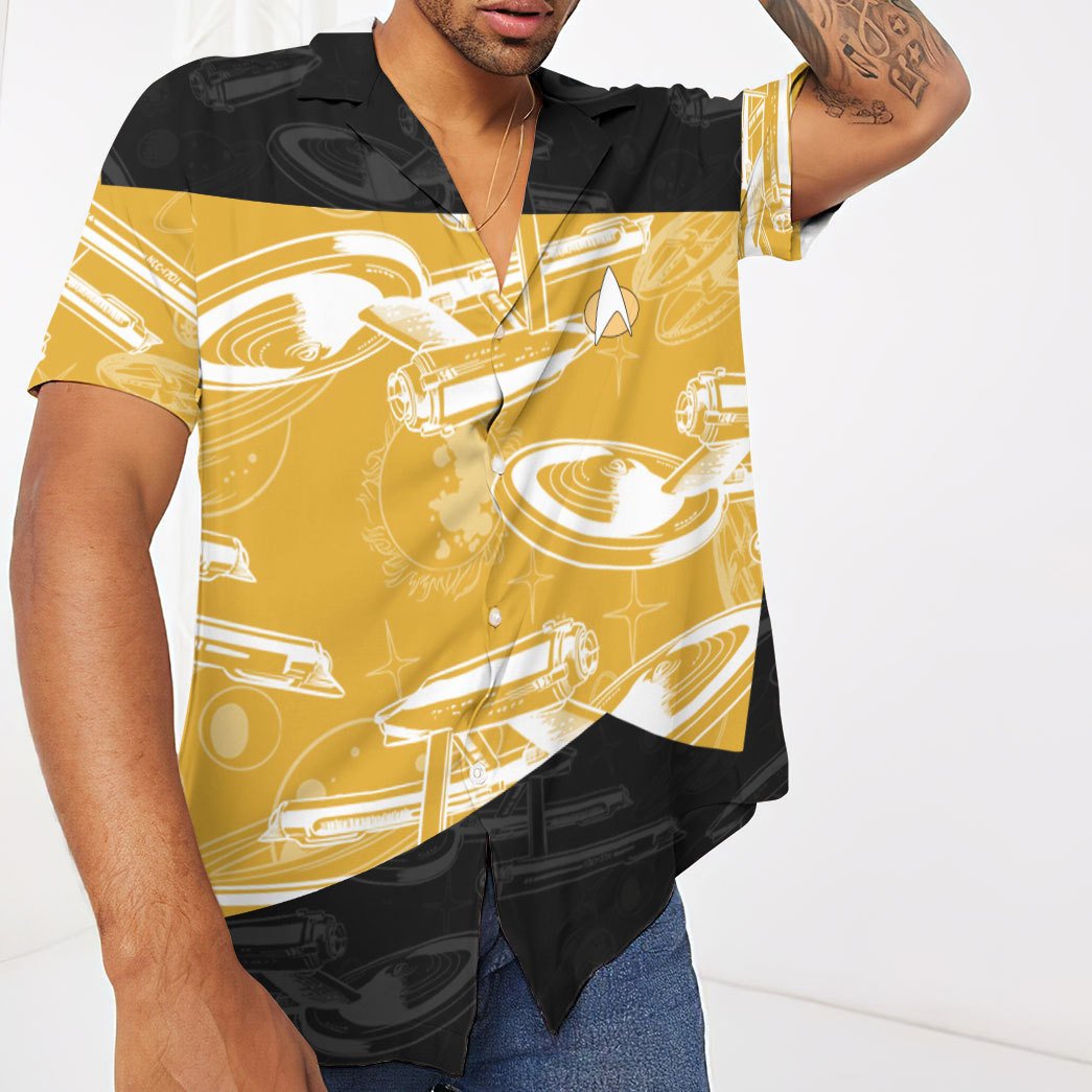 Star Trek The Next Generation 1987 Yellow Hawaiian Shirt