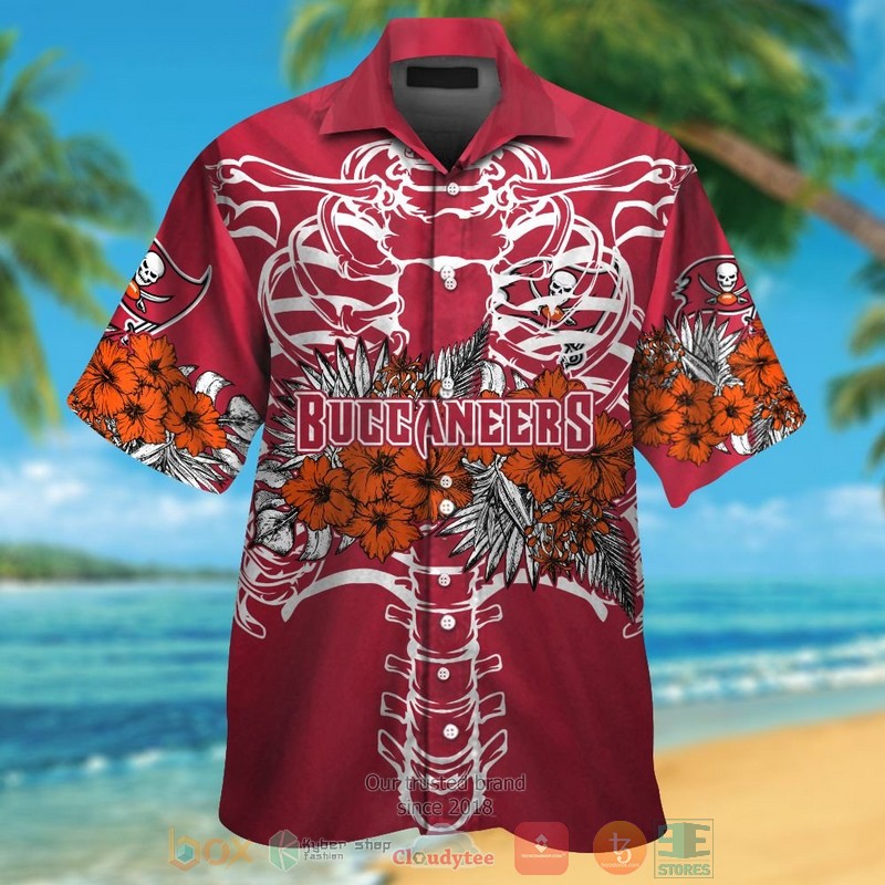 Tampa Bay Buccaneers Orange Hibiscus Red Hawaii Shirt