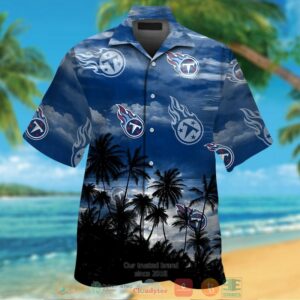 Tennessee Titans Palm Tree Blue Black Hawaiian Shirt And Shorts