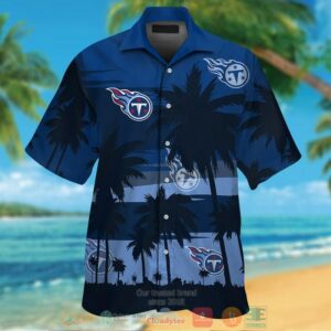 Tennessee Titans Palm Tree Dark Navy Hawaiian Shirt And Shorts