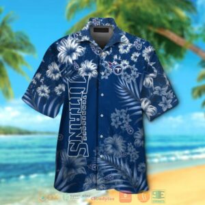 Tennessee Titans Tropical Plants Hibiscus Blue Hawaiian Shirt And Shorts