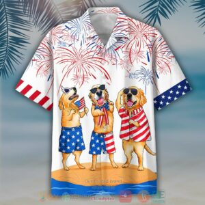Three Golden Retriever Independence Day Is Coming Hawaiian Shirt