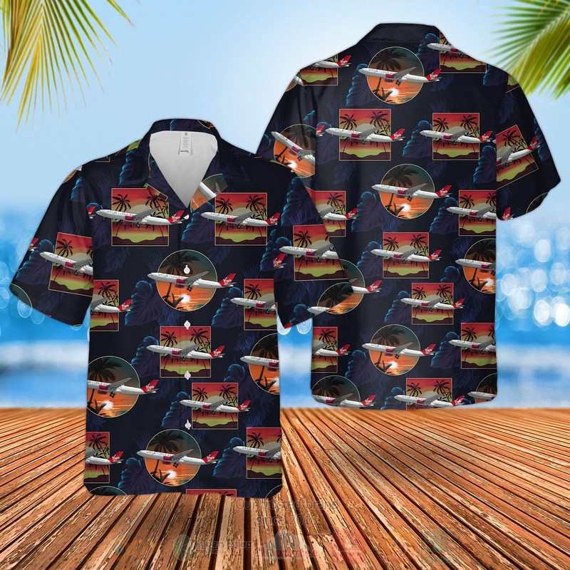 Uk Airlines Virgin Atlantic Airbus A330-300 Navy Hawaiian Shirt